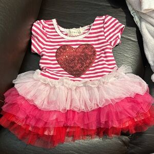 12 month pink and white striped dress